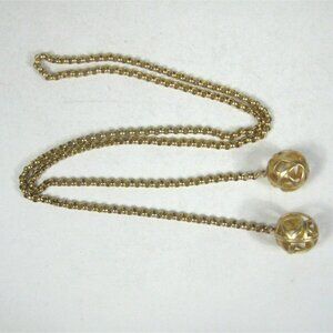 Goldtone Vintage Chain Necklace 44 inch Openwork Orb Pendants Sautoir